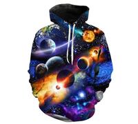YOUOUSI Brillant Univers Galaxie planète Automne Hommes et Femmes Hip Hop 3D Sweat à Capuche décontracté à Manches Longues Sweat Rue Mode Veste