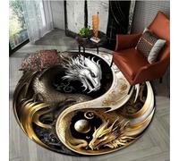 YOUOUSI Tapis de Sol Rond Motif Dragon Yin Yang, pour Salon, Salle de Bain, Cuisine, Porte, décoration de la Maison