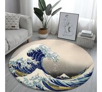 YOUOUSI Tapis Rond à Motif de Vagues, adapté à la décoration du Salon et de la Chambre à Coucher, Tapis antidérapant pour Enfants
