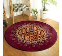 YOUOUSI Tapis Rond de méditation à Sept veines, Fleur de Vie, pour Salon, Grand Tapis de Sol, Chambre à Coucher, décoration de Salle de Jeux pour Enfants