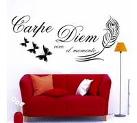 YOUOUSI Vivez l'instant présent, sticker mural papillon en plumes, sticker mural espagnol, décoration de chambre, décoration intérieure, vinyle, chambre d'enfant, sticker mural pour salon.