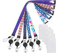 YOUOWO Lot de 5 cordons de croisière avec porte-badges d'identification pour carte de navire, pour femmes, enfants, clés avec clip rétractable pour porte-badge pour porte-badge, tour de cou de bureau