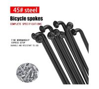 YOUPINSENSEN 36pcs 14G J-Bend foyBicycle Spokes - 45# High-Tensile Steel Black Spokes 133mm to 300mm - Universal Fit for Mountain, Road, & City Bikes - Replacement Wheel Building Kit(265mm 36pcs)