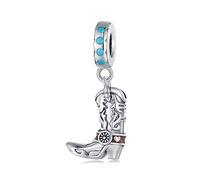 YOUPO 925 Sterling Silver Western Cowboy Vintage Brave Cuir Bottes Charms for Bracelet Pandora for Femmes Anniversaire Cadeaux De Noël Original SCC2566