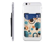 YoupO Echo Shapes & Circles Porte-cartes de téléphone imprimé en cuir, porte-carte pour l'arrière du téléphone, compatible avec la plupart des téléphones portables (iPhone, Android), blanc, taille