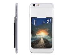 YoupO Porte-cartes de téléphone imprimé voie maritime divisée, portefeuille en cuir à coller, porte-cartes pour l'arrière du téléphone, compatible avec la plupart des téléphones portables (iPhone,