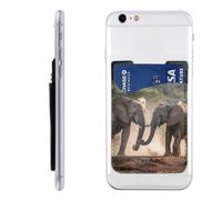 YoupO Porte-cartes en cuir imprimé avec deux éléphants jouant à l'arrière du téléphone, compatible avec la plupart des téléphones portables (iPhone, Android), blanc, taille unique, blanc, Taille
