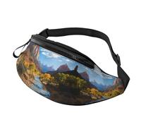 YoupO Sac banane Zion National Park imprimé, sac bandoulière réglable pour voyage, marche, course, randonnée, cyclisme, noir, taille unique, Noir , Taille unique