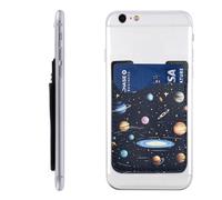 YoupO The Solar Family Porte-cartes de téléphone en cuir à coller pour l'arrière du téléphone, compatible avec la plupart des téléphones portables (iPhone, Android), blanc, taille unique, blanc,