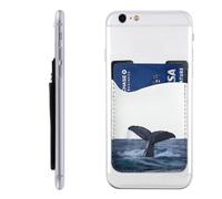 YoupO Whale Tail In The Sea Porte-cartes de téléphone imprimé en cuir, porte-carte pour l'arrière du téléphone, compatible avec la plupart des téléphones portables (iPhone, Android), blanc, taille