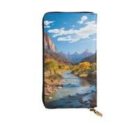 Youpo Zion Portefeuille imprimé parc national pour femmes, portefeuille long en cuir, grande capacité avec fermeture éclair, sac à main de voyage pour femmes et filles, noir, taille unique,
