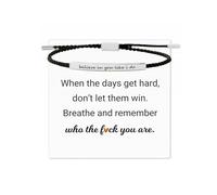 Your Always Charm Bracelet de motivation « Remember Who The F You Are », « Don't Let The Hard Days Win » - Bracelet de motivation pour femme avec cordon tressé - Cadeau inspirant, Adjustable, Métal