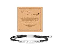 Your Always Charm Bracelet de motivation « Remember Who The F You Are », « Don't Let The Hard Days Win » - Bracelet de motivation pour femme avec cordon tressé - Cadeau inspirant, Adjustable, Métal