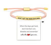 Your Always Charm Bracelet de motivation « Remember Who The F You Are », « Don't Let The Hard Days Win » - Bracelet de motivation pour femme avec cordon tressé - Cadeau inspirant, Adjustable, Métal