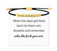 Your Always Charm Bracelet de motivation « Remember Who The F You Are », « Don't Let The Hard Days Win » - Bracelet de motivation pour femme avec cordon tressé - Cadeau inspirant, Adjustable, Métal