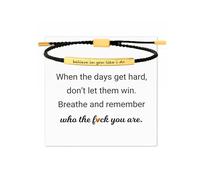 Your Always Charm Bracelet de motivation « Remember Who The F You Are », « Don't Let The Hard Days Win » - Bracelet de motivation pour femme avec cordon tressé - Cadeau inspirant, Adjustable, Métal