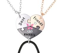 Your Always Charm Collier d'amitié pour 3 personnes avec soleil, lune, étoile, meilleure amie, pour femme, sœurs, bijoux éternels, cadeaux, Laiton, Laiton
