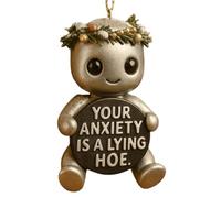 Your Anxiety Is A Lying Robot Companion - Un joli mini robot de bureau - Slogans inspirants et cadeau de santé psychologique (or, 8 cm)