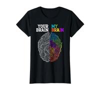 Your Brain My Brain Embrace Neurodiversity Sensibilisation au TDAH T-Shirt Graphique avec Valeur, Femme, Noir, M