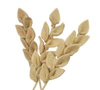 Your Castle AST avec feuilles, branches feuillues et fleurs en feutre, décoration artisanale, commerce équitable, décoration durable en feutre, fleurs artificielles réalistes, lot de 3 en beige