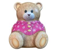 your castle Boîte en fer blanc en forme d'ours avec chemise fleurie rose, ours en peluche Boîte à biscuits, boîte décorative rétro, boîte de conservation, capacité : 1,4 l, dimensions : 13,5 x 9 x 16