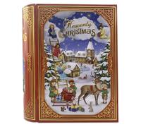 your castle Boîte métallique en forme de livre de Noël Heavenly Christmas - Boîte à biscuits décorative rétro - Très grande capacité de rangement - Environ 24,5 x 21 x 9 cm - Volume : 3 l