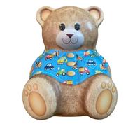 your castle Boîte métallique en forme d'ourson avec t-shirt de voiture - Bleu - Boîte à biscuits - Boîte décorative rétro - Volume : 1,4 l - Dimensions : 13,5 x 9 x 16 cm