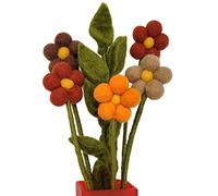 your castle Bouquet de 5 fleurs en feutre faites à la main et 1 branche, commerce équitable, décoration durable en feutre, fleurs artificielles réalistes, fleurs textiles, set de fleurs en feutre