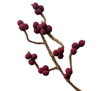 Your Castle Branche avec baies rouge foncé en feutre à tige flexible, env. 30 cm, fleurs décoratives faites main pour créations personnalisées, cadeau durable, commerce équitable, fleurs artificielles