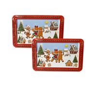 your castle Lot de 2 boîtes rectangulaires en forme de bonhomme en pain d'épices - Boîte décorative pour biscuits de Noël - Volume : 670 ml - Dimensions : 14,5 x 9 x 5 cm