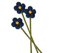 your castle Lot de 3 fleurs décoratives en feutre, faites à la main, commerce équitable, décoration durable en feutre, fleurs artificielles réalistes, fleurs artificielles en tissu avec fleurs bleu