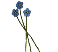 your castle Lot de 3 fleurs décoratives en feutre, faites à la main, commerce équitable, décoration durable en feutre, fleurs artificielles réalistes, fleurs artificielles en tissu avec fleurs bleu