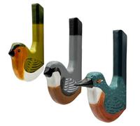 Your Castle Lot de 3 patères en bois avec crochets pour vêtements, oiseaux faits main, crochets muraux pour enfant Garçon & Fille | Décoration murale pour enfant Motifs animaux, 15,5x8,5x2 cm