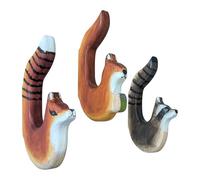 your castle Lot de 3 patères murales en bois : écureuil/renard/raton laveur, fait à la main, pour garçons et filles, porte-manteau mural pour enfants, motifs animaux, 15,5 x 8,5 x 2 cm