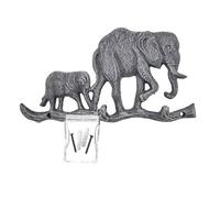 your castle Patère décorative avec motifs d'animaux : éléphants Crochet mural de rangement en fonte, avec trois crochets, environ 22 x 13 cm