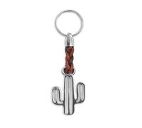 your castle Porte-clés cactus, anneau en métal de 2 mm d'épaisseur, cordon en cuir synthétique, longueur totale : environ 10,5 cm, Cactus, M