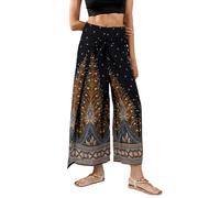 YOUR COZY Pantalon Palazzo à Jambes Larges pour Femme pour Yoga, Salon, Hippie, Sarouel, Pantalon Fluide, Taille réglable de 68,5 à 89,9 cm.