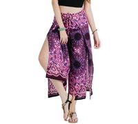 YOUR COZY Pantalon Palazzo à Jambes Larges pour Femme pour Yoga, Salon, Hippie, Sarouel, Pantalon Fluide, Taille réglable de 68,5 à 89,9 cm.