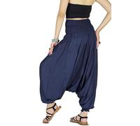 YOUR COZY Pantalon sarouel pour femme - Style hippie bohème - Combinaison décontractée - Pantalon de plage ample - Confortable - Pantalon de yoga bohème, Bleu marine uni., XL