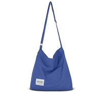 Your Cozy Sac à bandoulière rétro en coton pour femme - Grande taille - Sac à main Hobo - Sac fourre-tout décontracté pour le shopping et les voyages, bleu, Large