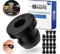 Your Day Mate Caoutchoucs Supports de casseroles, 24 pièces, en Noir, en Silicone, résistants à la Chaleur, pour tiges de Ø 5 mm, compatibles Entre Autres avec Dometic, Smev