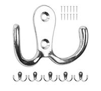 Your Day Mate Crochet à visser, 6 pièces, en argent, extérieur 54 x 40 x 15 mm, crochet double avec vis à bois, boucle de vestiaire pour porte, salle de bain, cuisine, couloir, attache métallique DIY