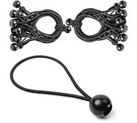 Elastique de Tension avec Boule, 50 pièces, Longueur 20 cm, Corde en Caoutchouc de 5 mm, Noir, tendeur en Caoutchouc pour bâche, pavillon, Voile d'ombrage, Tente, Filet de remorque