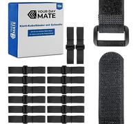 Your Day Mate - Serre-câbles bande auto-agrippante avec boucle, 15 pièces, longueur 20 cm, en noir, serre-câbles en nylon, serre-câbles à boucle, organisation de câbles refermable