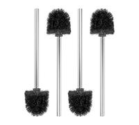 Your Day Mate - Set de brosses pour toilettes, 4 pièces, tête de brosse noire Ø 8 cm, manche en acier inoxydable de 26 cm de long avec filetage M14, tête de balai de toilettes amovible
