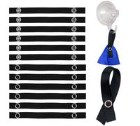 Your Day Mate Suspensions sans couture pour textiles, 12 paquets, 150 x 12 mm de boucles, en noir, avec fermeture à bouton-pression, languettes de suspension pour torchon, serviette, chiffon, tissu