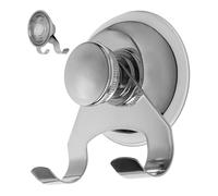 Your Day Mate Ventouse double crochet, 1 pièce, argent brillant, crochet de douche pour surfaces lisses comme le verre, le carrelage, crochet ventouse fort pour salle de bain