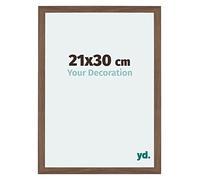 yd. Your Decoration - Cadre 21x30 cm - Cadres Photo en MDF Avec Verre acrylique - Anti-Reflet - Noyer Foncé - Cadre Decoration Murale - Mura
