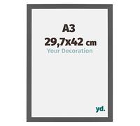 Your Decoration - A3 29,7x42 cm - Cadres Photo en MDF Avec Verre Plexiglas - Anti-Reflet - Excellente Qualité - Anthracite - Cadre Decoration Murale - Mura, Anthracite