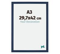 Your Decoration - Cadre A3 29.7x42 cm - Bleu Foncé Essuyé - Cadres Photo en MDF Avec Verre acrylique - Anti-Reflet - Cadre A3 29.7x42 - Mura
